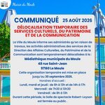 Délocalisation temporaire des services culturels, du patrimoine et de la communication