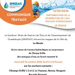 Communiqué SMGEAG - Perturbations de la distribution de l'eau travaux...