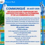 Délocalisation temporaire des services culturels, du patrimoine et de la communication