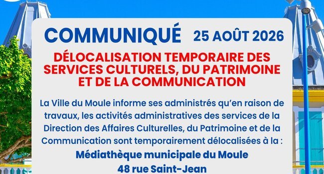 Délocalisation temporaire des services culturels, du patrimoine et de la communication