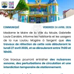 Communiqué travaux de réfection rue Loulou Mogère - 24 avril 2026
