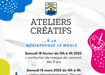 Ateliers créatifs à la Médiathèque Le Moule 