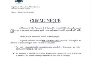 Ouverture des inscriptions à la restauration scolaire et aux activités périscolaires
