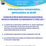 Informations restauration, périscolaire et ALSH Rentrée 2024