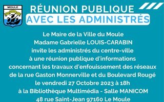 Réunion d'informations avec les administrés du centre-ville - Enfouissement des réseaux de la rue Gaston Monnerville et du Boulevard Rougé