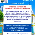 Avis aux exposants - Paiement des droits de place