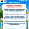 Fermeture exceptionnelle des services de l'annexe 1