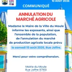 Annulation du marché agricole 15/08/2026