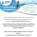 Communiqué SMGEAG - Perturbations de la distribution de l'eau suite à un...