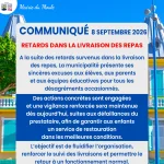 Communiqué : retards dans la livraison des repas