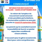 Restauration scolaire : perturbation le 29 septembre