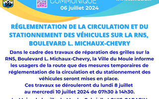 Réglementation de la circulation et du stationnement des véhicules sur la RN5 - Boulevard L. Michaux-Chevry