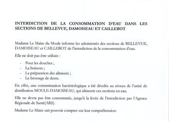 Interdiction de la consommation d'eau