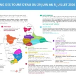 Planning des tours d'eau du 29 juin au 5 juillet 2026